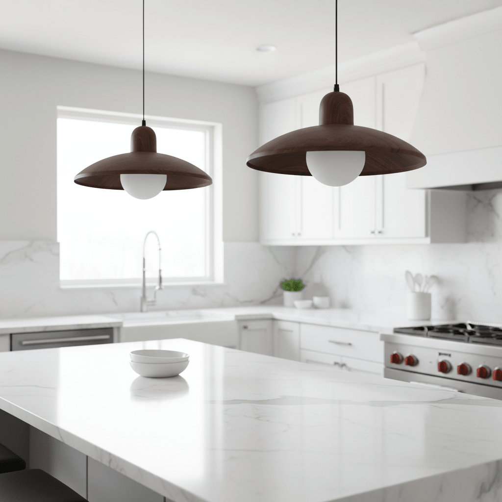 Wood Dome Pendant Light For Contemporary Ceiling Fixture