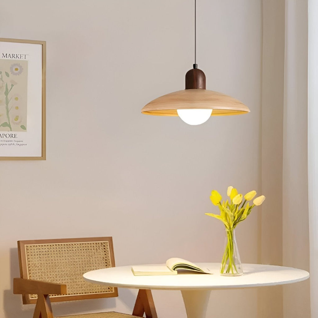 Wood Dome Pendant Light For Contemporary Ceiling Fixture