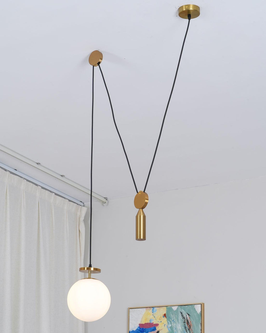 Geometrisk lysekrone, modulære glasskærme, E14-fatning, guld eller sort