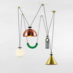 Geometrisk lysekrone, modulære glasskærme, E14-fatning, guld eller sort