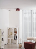 Resin ceiling light shown in three bold colour finishes