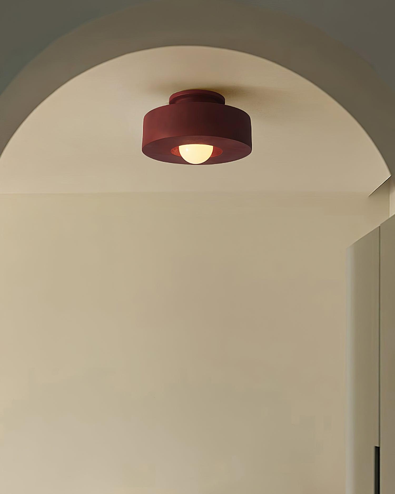 Resin ceiling light shown mounted flush to the ceiling