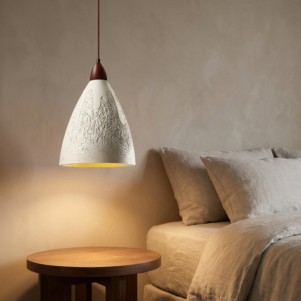 Tekstureret pendel med cementfinish, inkl. enkelt E27 LED-pære