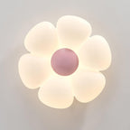 Blomsterloftslampe, seksbladet akrylskærm, integreret LED, dæmpbar