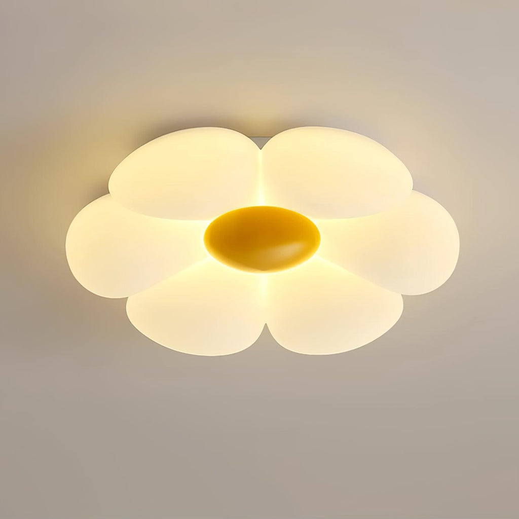 Blomsterloftslampe, seksbladet akrylskærm, integreret LED, dæmpbar