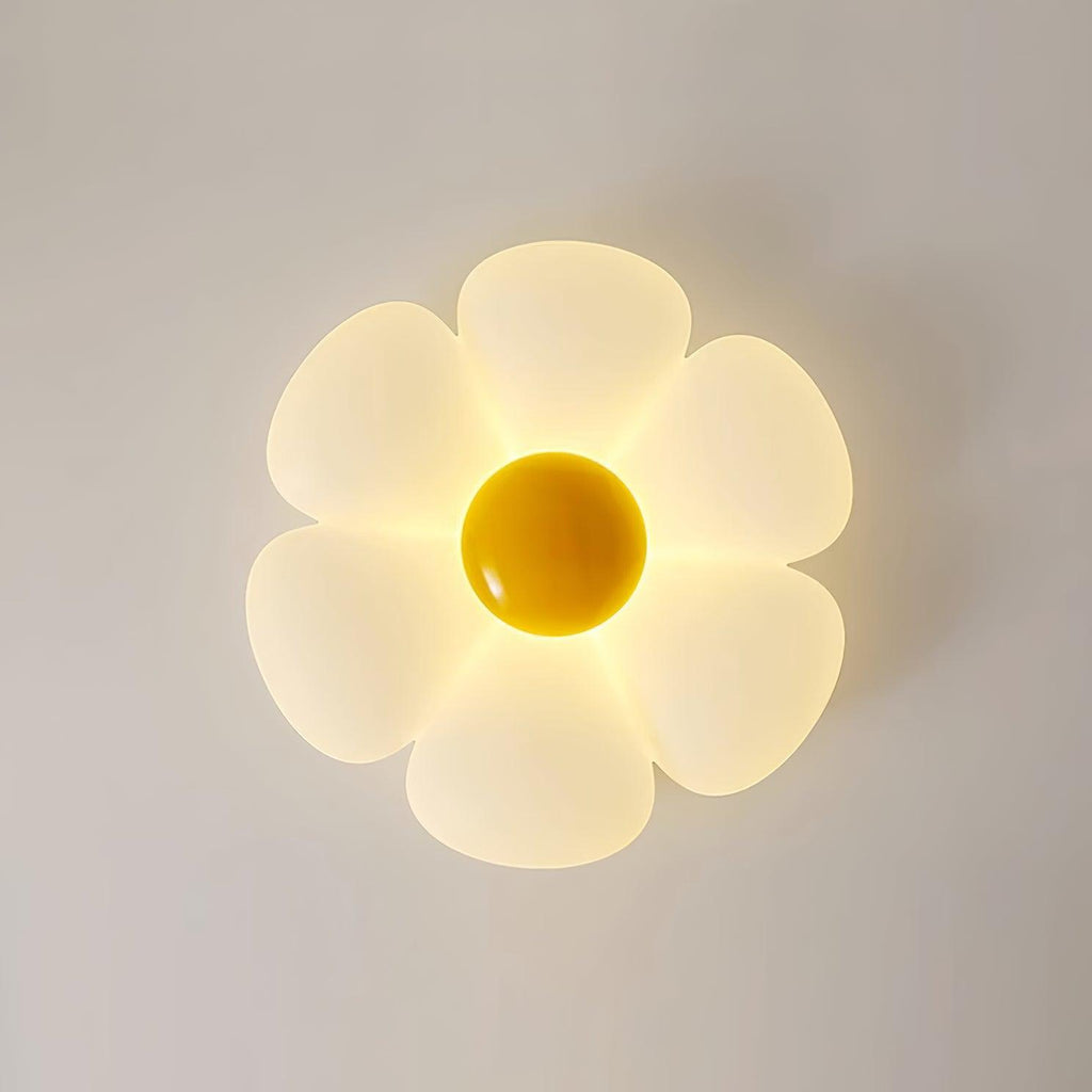 Blomsterloftslampe, seksbladet akrylskærm, integreret LED, dæmpbar