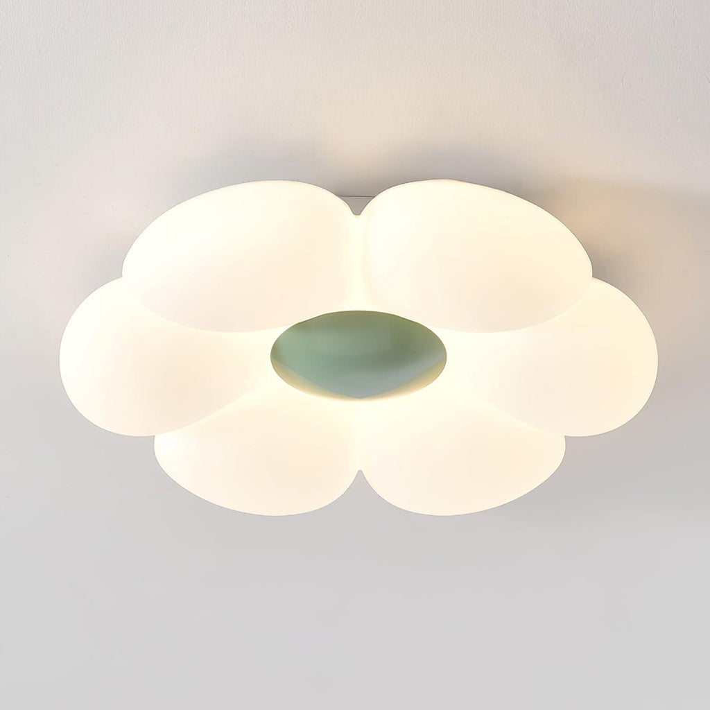 Six-petal ceiling light shown from below with even glow