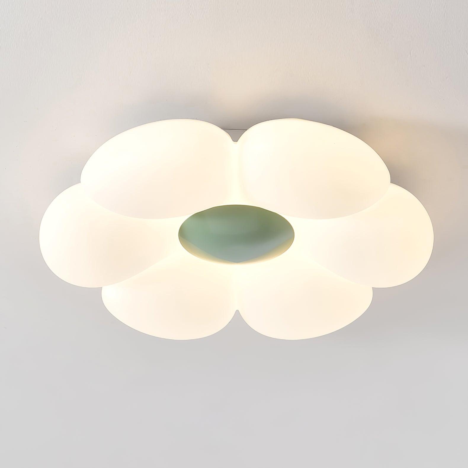 Six-petal ceiling light shown from below with even glow