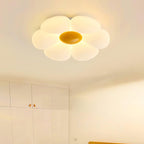 Six-petal flower ceiling light brightening a soft neutral room