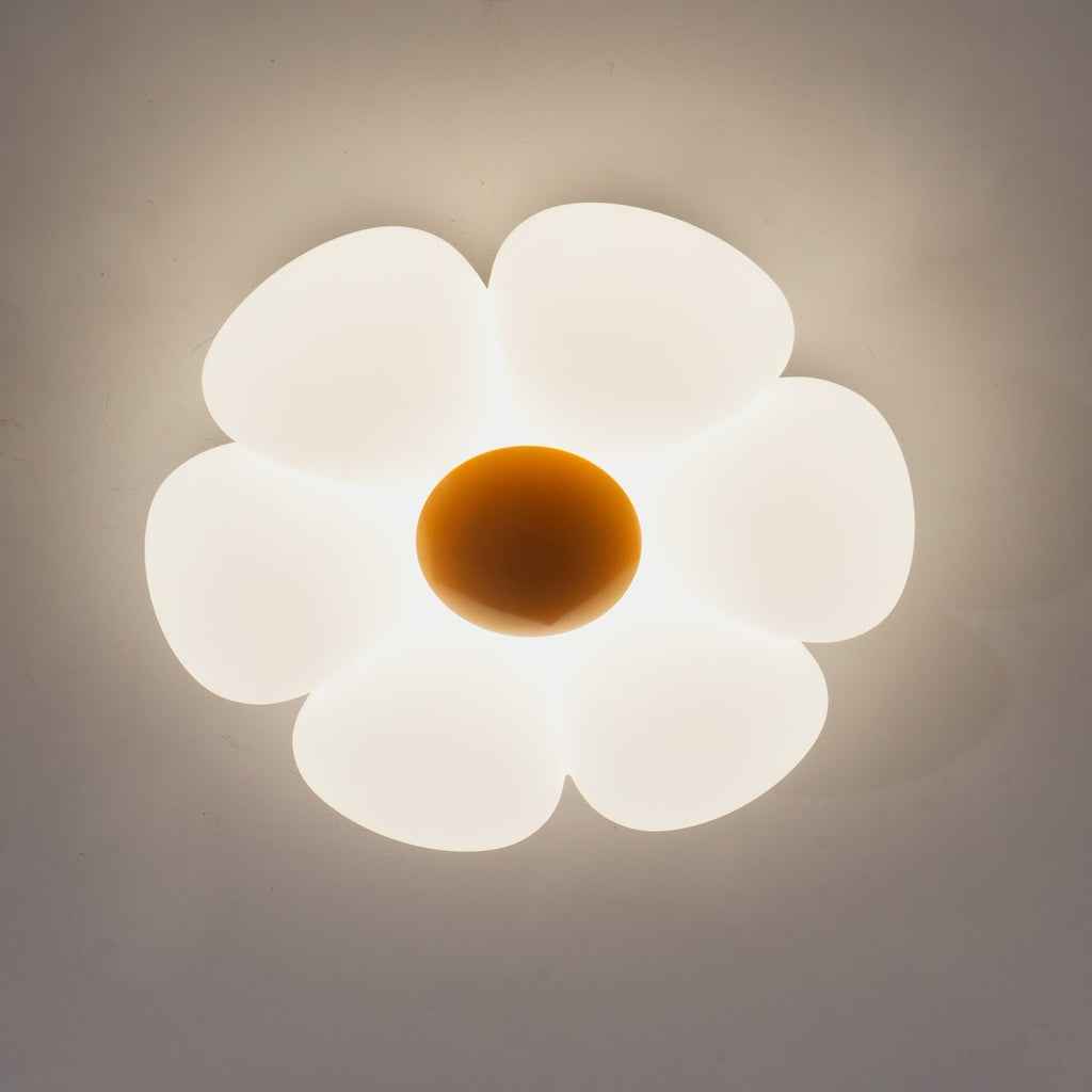 Blomsterloftslampe, seksbladet akrylskærm, integreret LED, dæmpbar