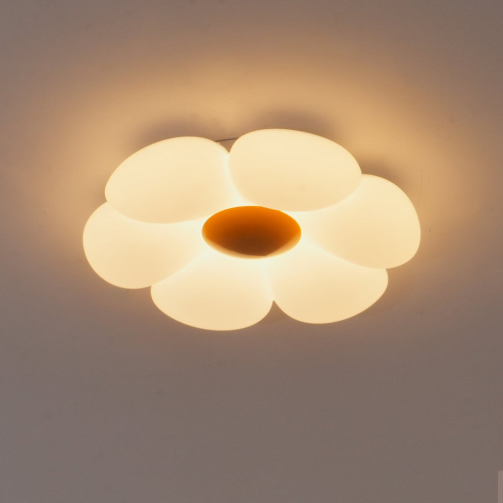 Blomsterloftslampe, seksbladet akrylskærm, integreret LED, dæmpbar