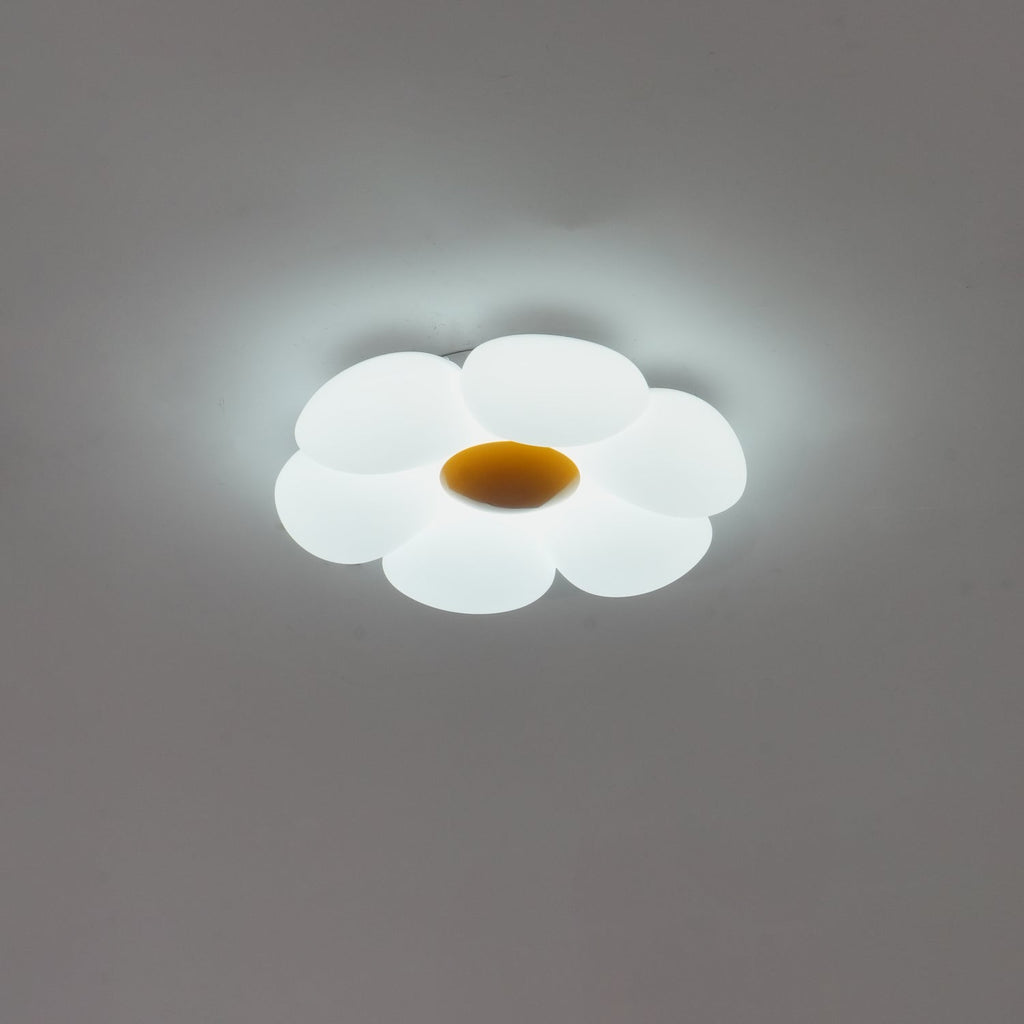 Blomsterloftslampe, seksbladet akrylskærm, integreret LED, dæmpbar