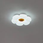 Blomsterloftslampe, seksbladet akrylskærm, integreret LED, dæmpbar