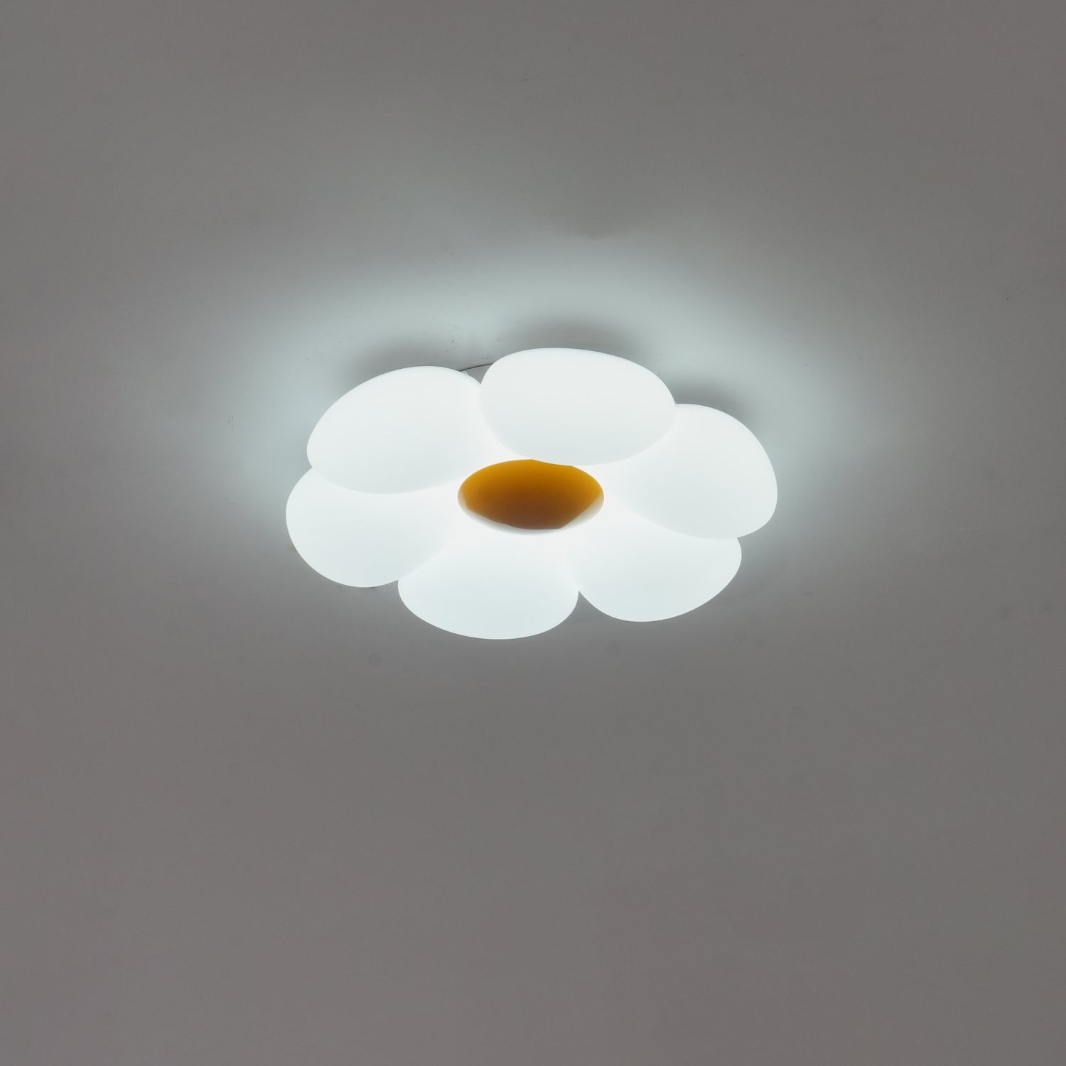 Blomsterloftslampe, seksbladet akrylskærm, integreret LED, dæmpbar