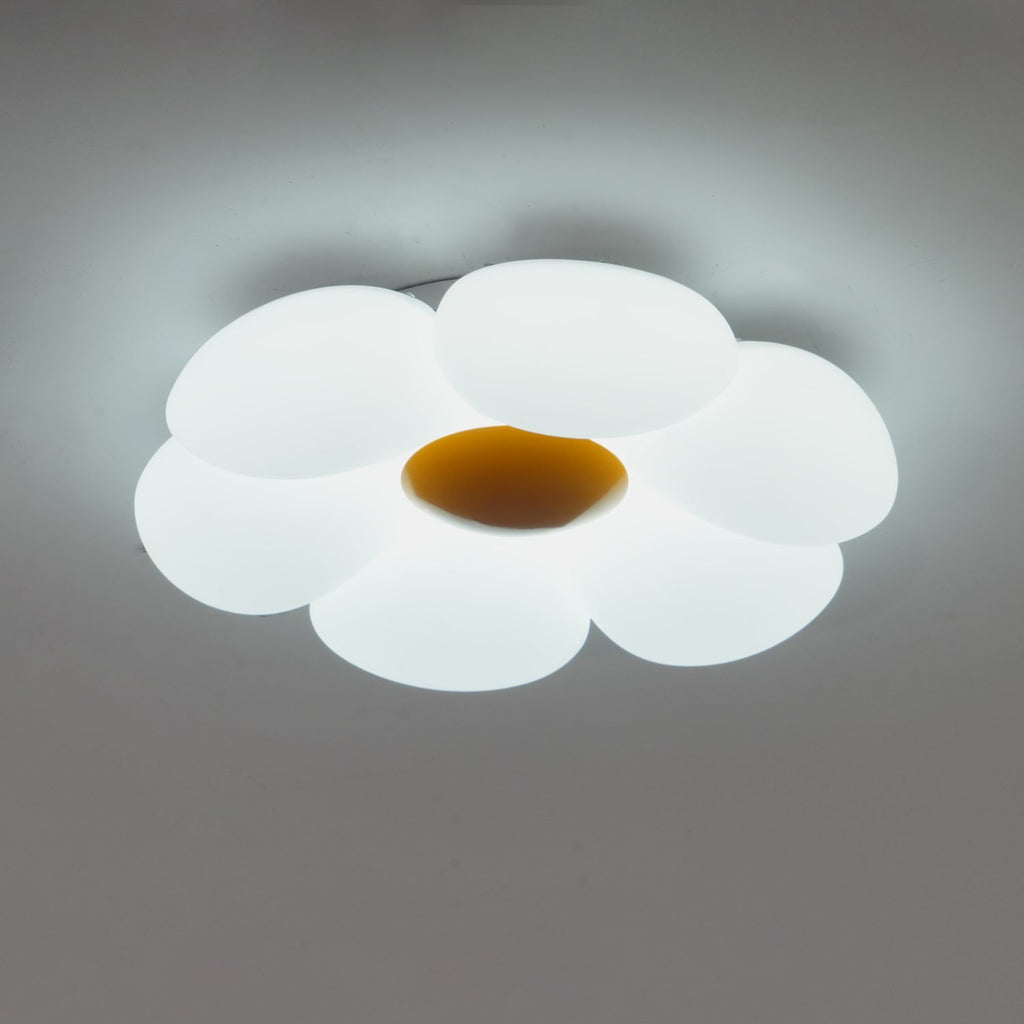 Blomsterloftslampe, seksbladet akrylskærm, integreret LED, dæmpbar