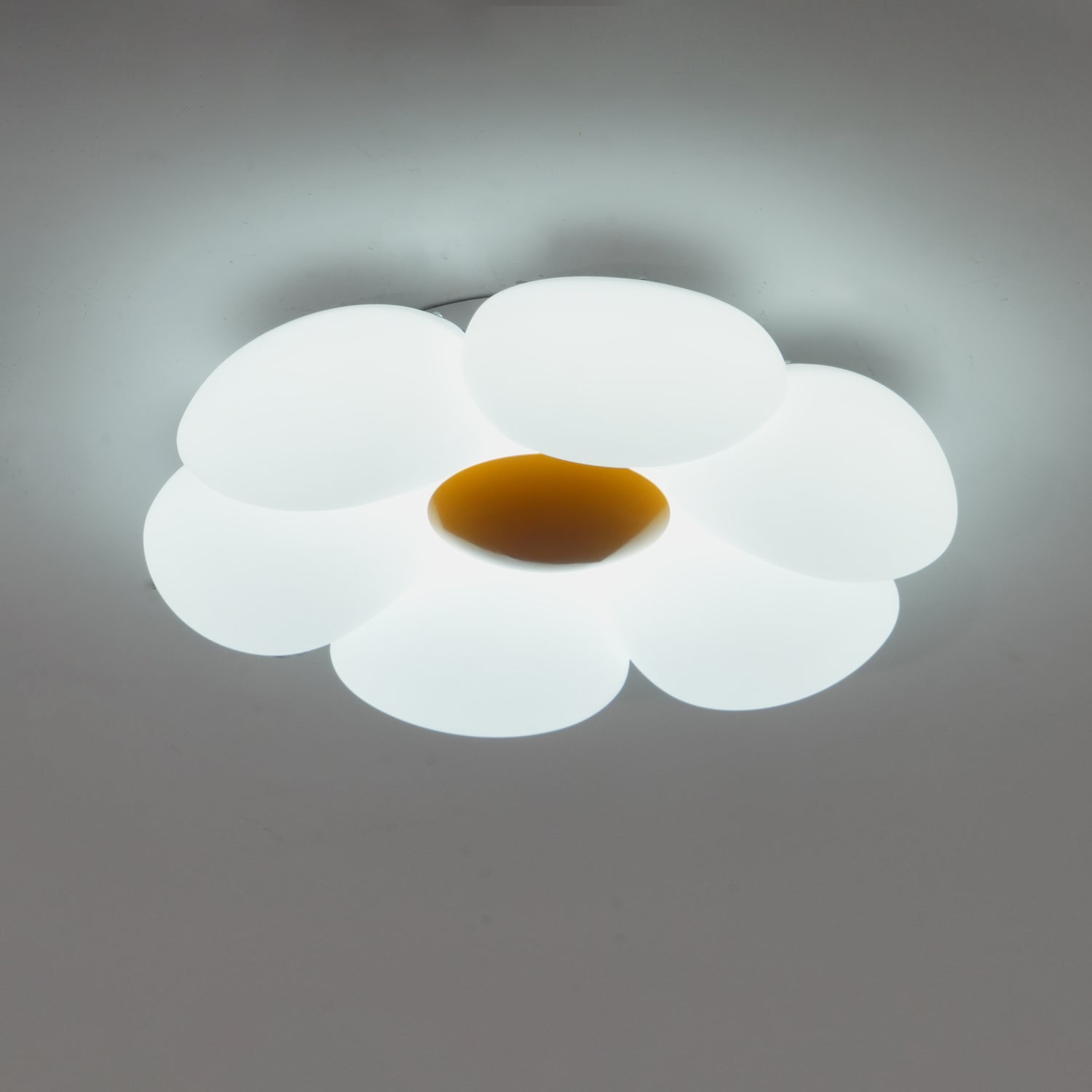 Blomsterloftslampe, seksbladet akrylskærm, integreret LED, dæmpbar