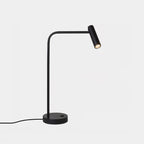 Straight-on studio shot of this black Clérachic table lamp, unlit, on a plain white backdrop.