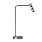 Studio shot of this sand nickel Clérachic table lamp, unlit, against a soft grey backdrop.