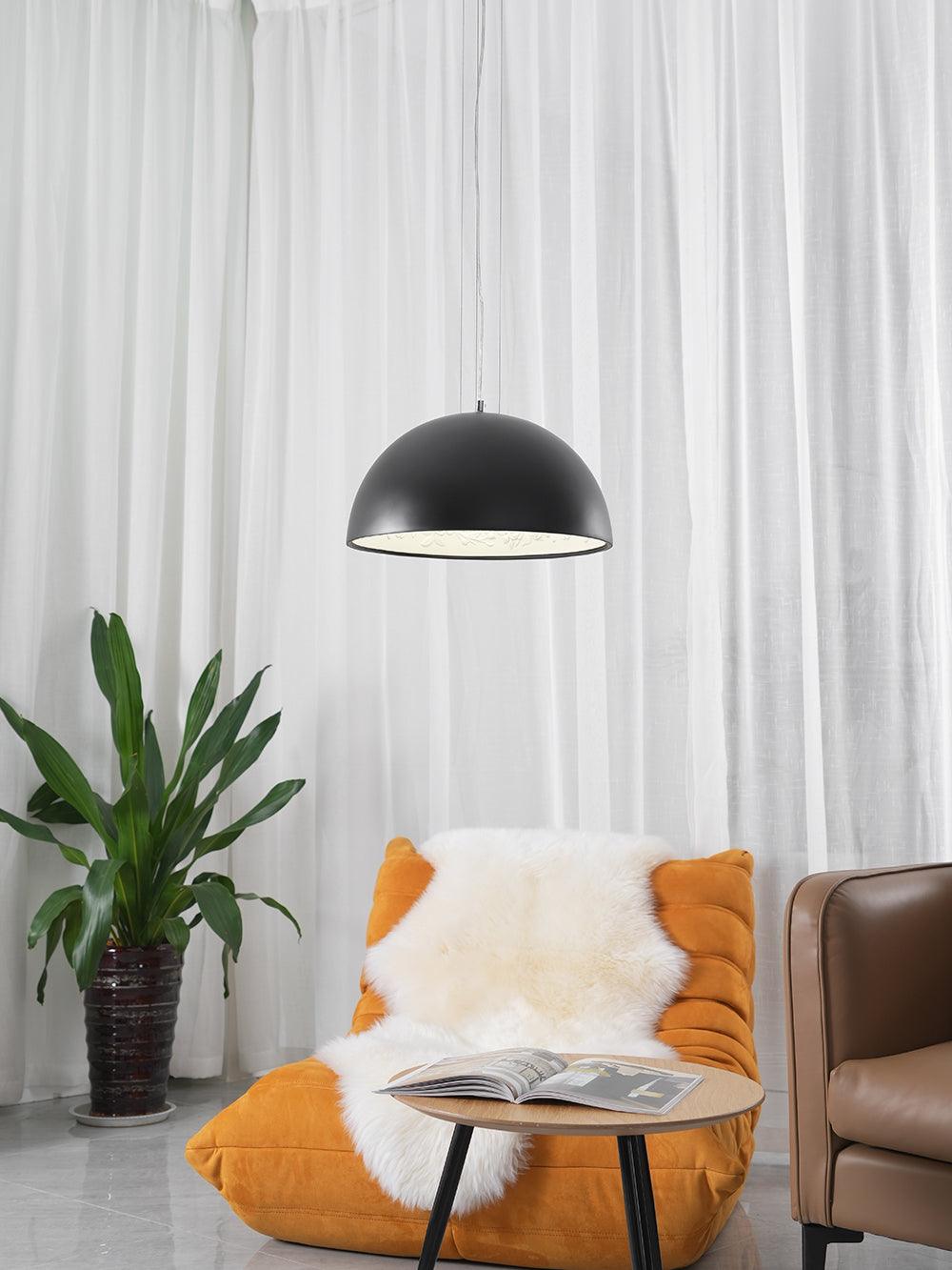 Pendant Light, Cast Plaster Hemisphere Diffuser, E27, 6 Finishes
