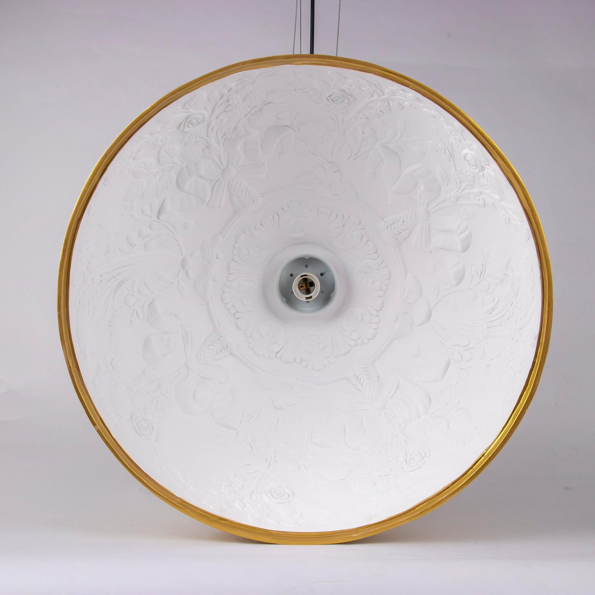 Pendant Light, Cast Plaster Hemisphere Diffuser, E27, 6 Finishes