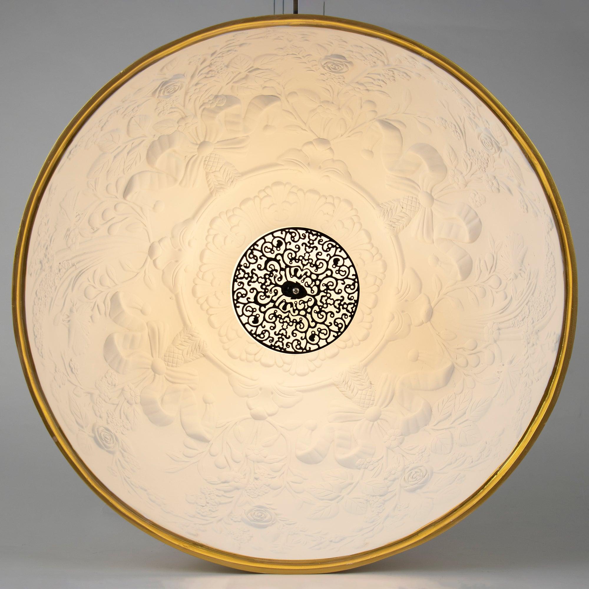 Pendant Light, Cast Plaster Hemisphere Diffuser, E27, 6 Finishes