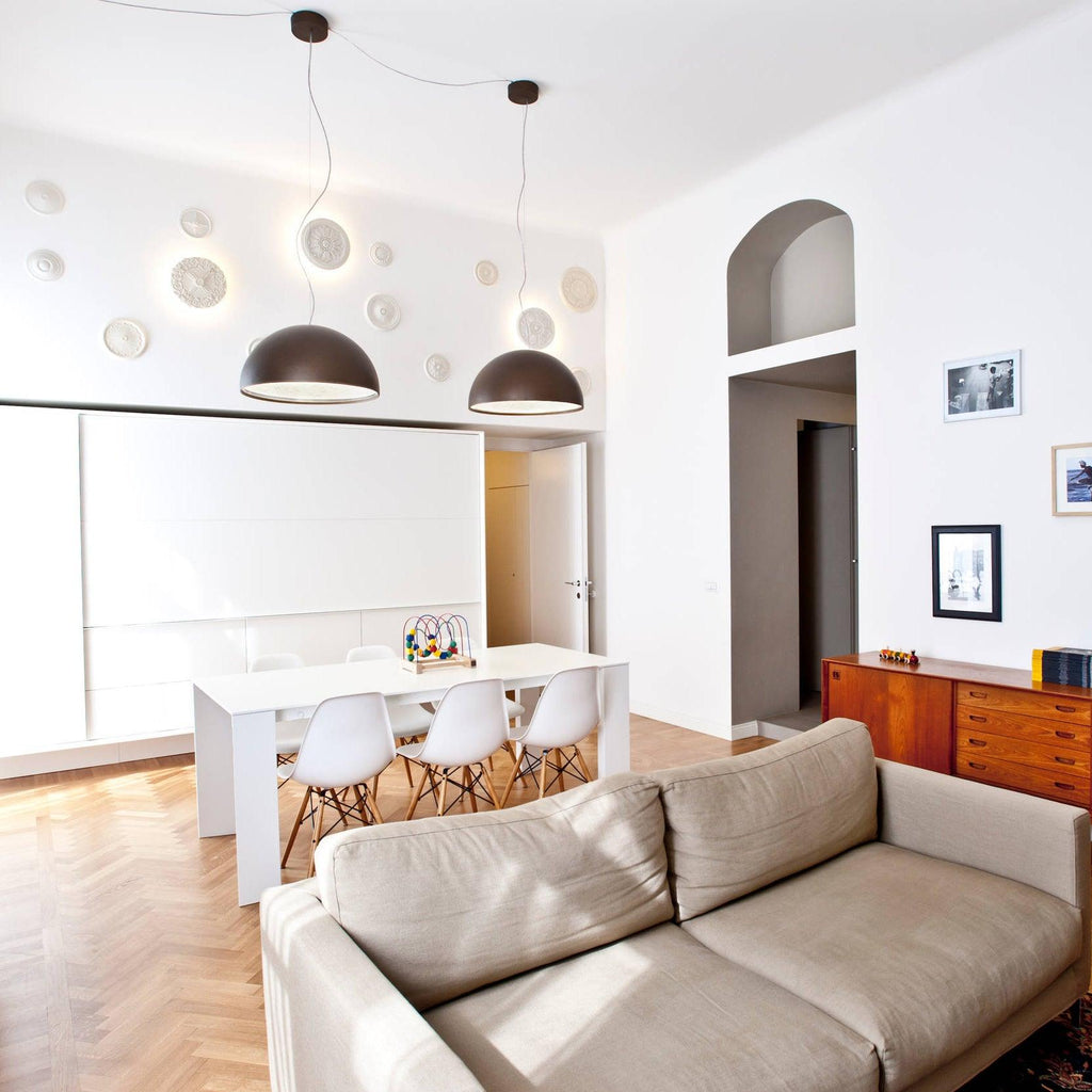 Pendant Light, Cast Plaster Hemisphere Diffuser, E27, 6 Finishes