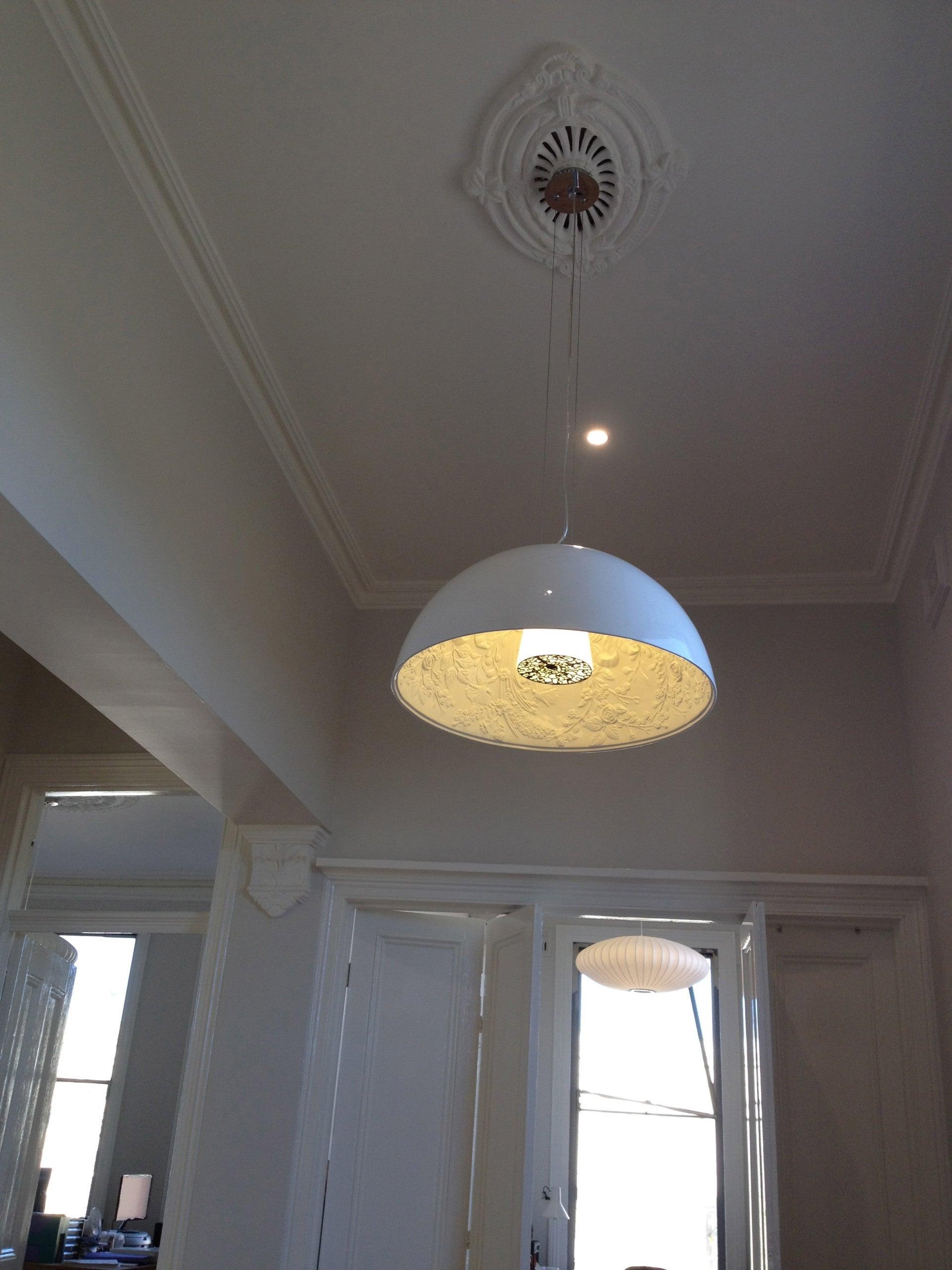 Pendant Light, Cast Plaster Hemisphere Diffuser, E27, 6 Finishes