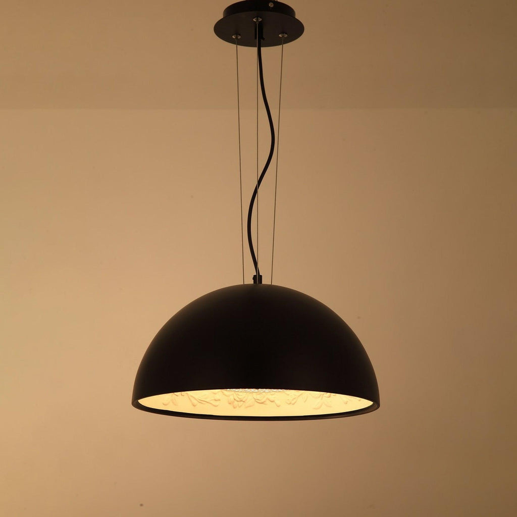 Pendant Light, Cast Plaster Hemisphere Diffuser, E27, 6 Finishes