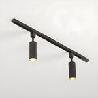Cylinder spotlights on a track highlighting artwork below