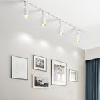 Cylinder track light with multiple aimed spotlight heads