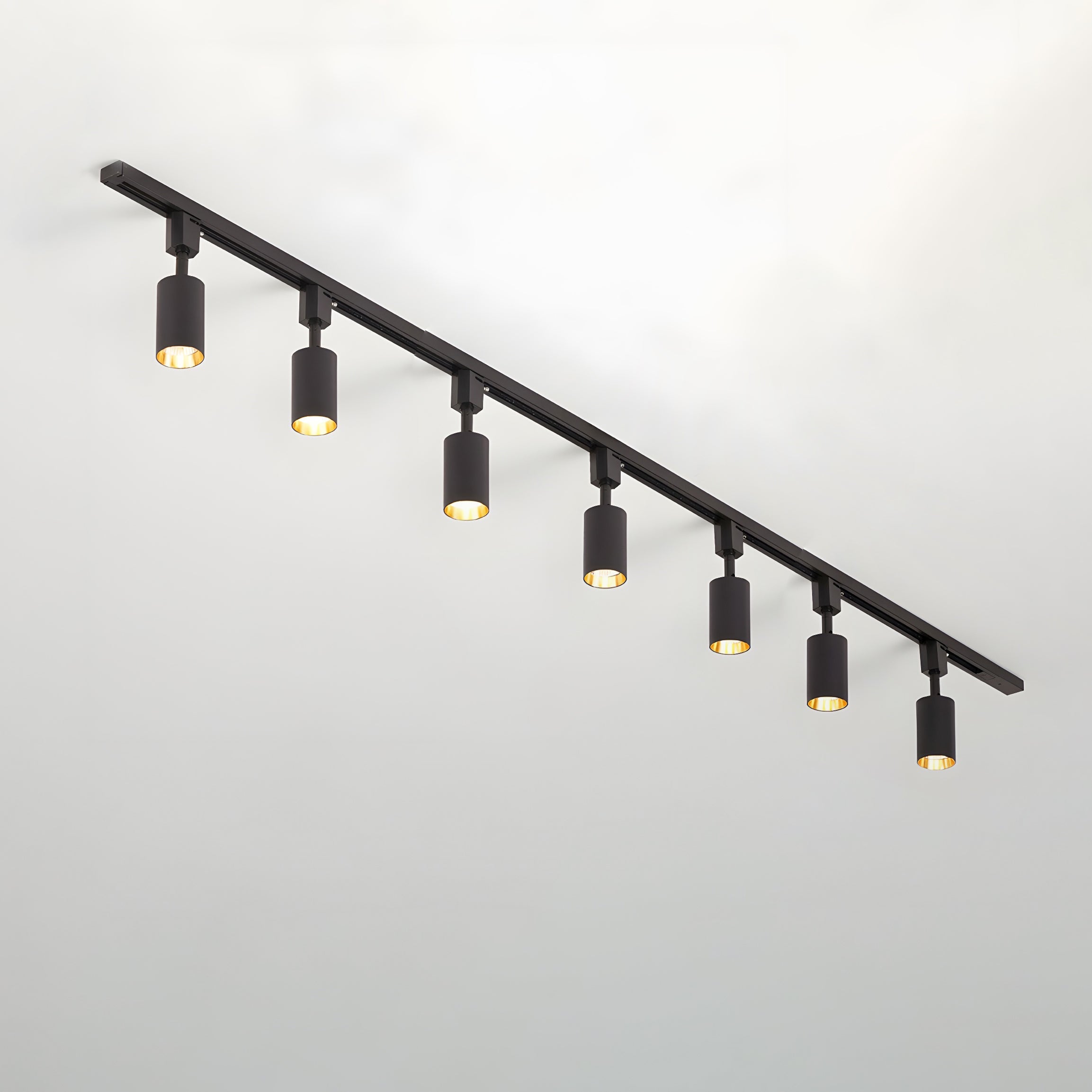 Black cylinder track light head shown in detail