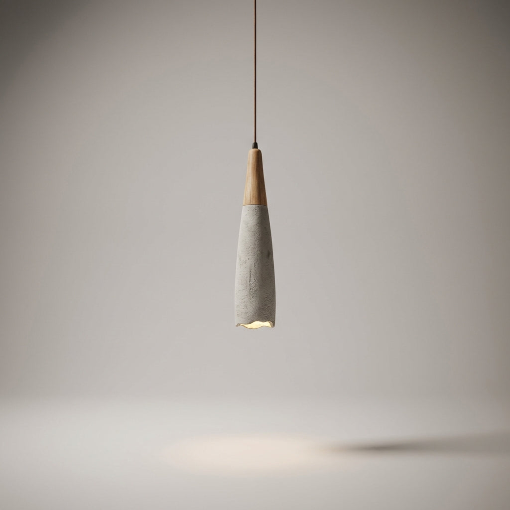 Slim Cream Cement Pendel Lys, Indbygget LED, 7 x 42 cm