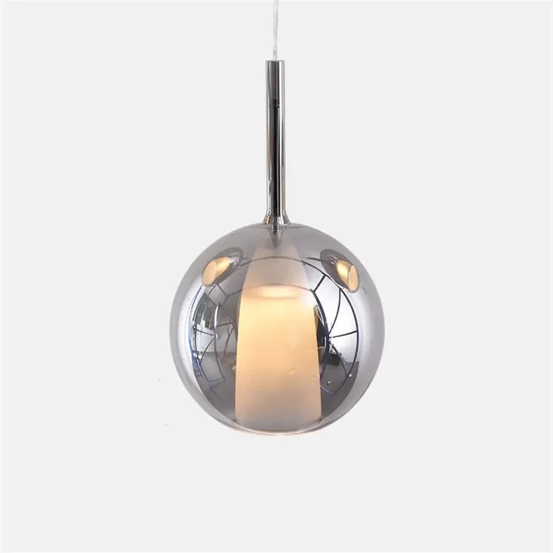 Glass Globe Pendant Light With G9 Base, Amber, Smoke Gray or Clear, 3 Sizes