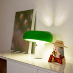 Nucleus Table Lamp, Glazed Metal Shade, Carrara Marble Base, E27