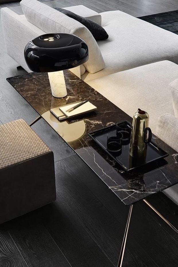 Nucleus Table Lamp, Glazed Metal Shade, Carrara Marble Base, E27