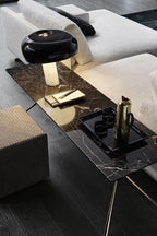 Nucleus Table Lamp, Glazed Metal Shade, Carrara Marble Base, E27