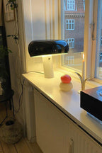 Nucleus Table Lamp, Glazed Metal Shade, Carrara Marble Base, E27