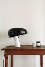 Nucleus Table Lamp, Glazed Metal Shade, Carrara Marble Base, E27