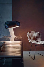 Nucleus Table Lamp, Glazed Metal Shade, Carrara Marble Base, E27