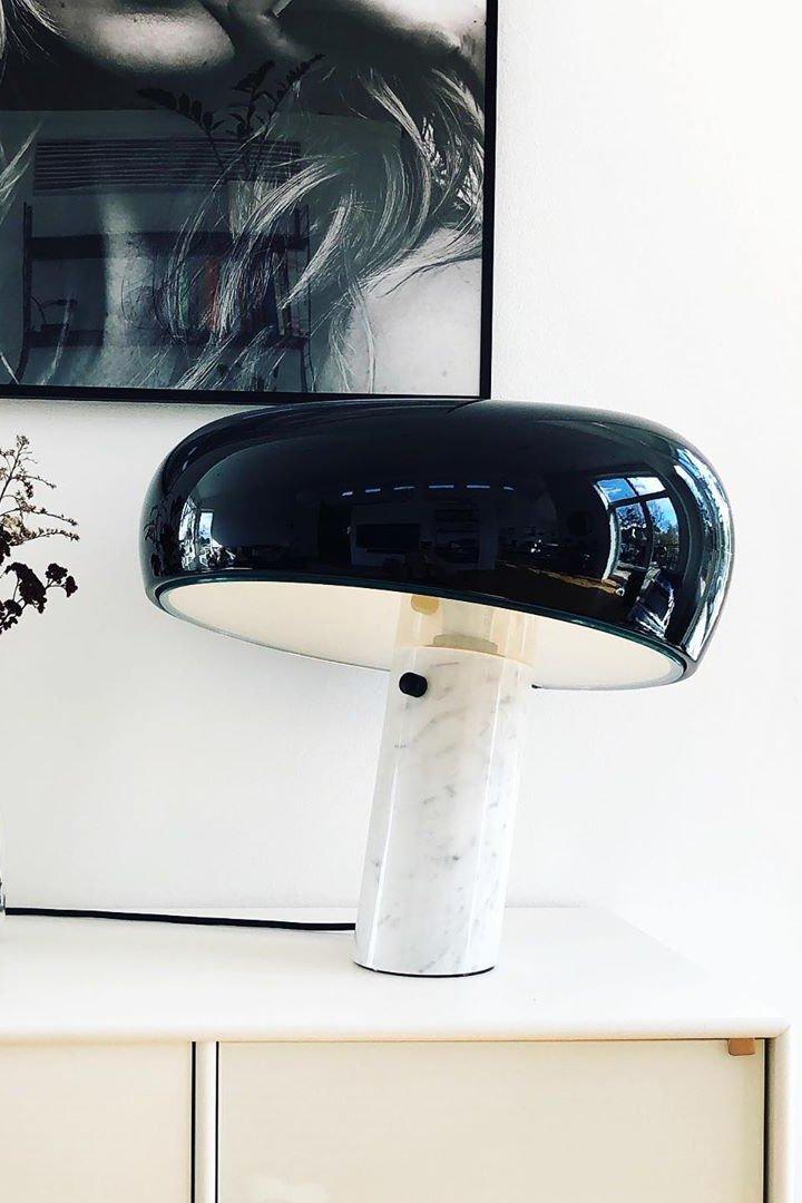 Nucleus Table Lamp, Glazed Metal Shade, Carrara Marble Base, E27