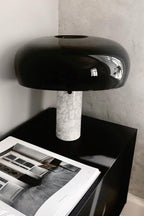 Nucleus Table Lamp, Glazed Metal Shade, Carrara Marble Base, E27