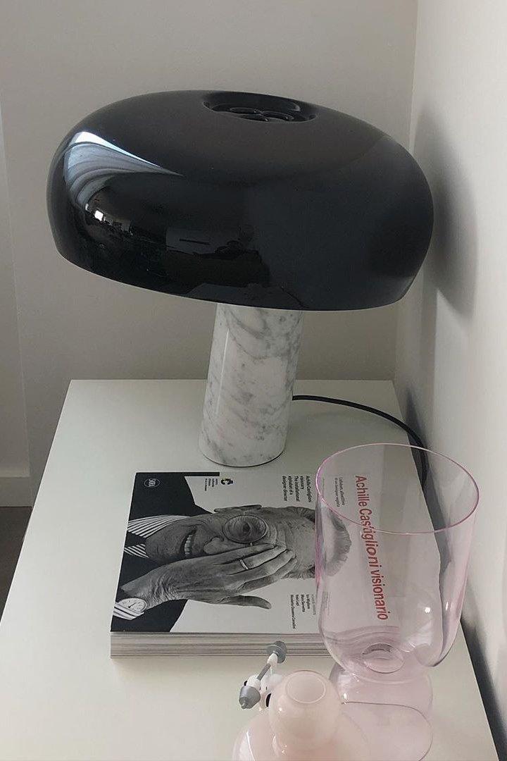 Nucleus Table Lamp, Glazed Metal Shade, Carrara Marble Base, E27