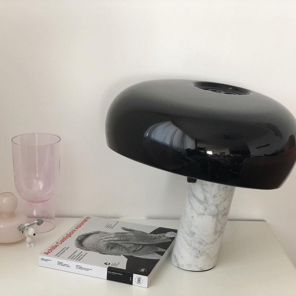 Nucleus Table Lamp, Glazed Metal Shade, Carrara Marble Base, E27