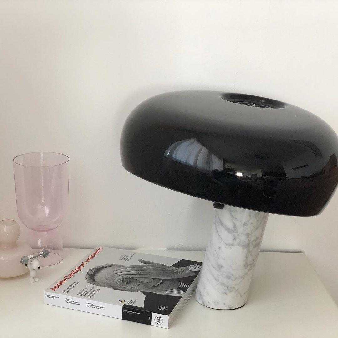 Nucleus Table Lamp, Glazed Metal Shade, Carrara Marble Base, E27