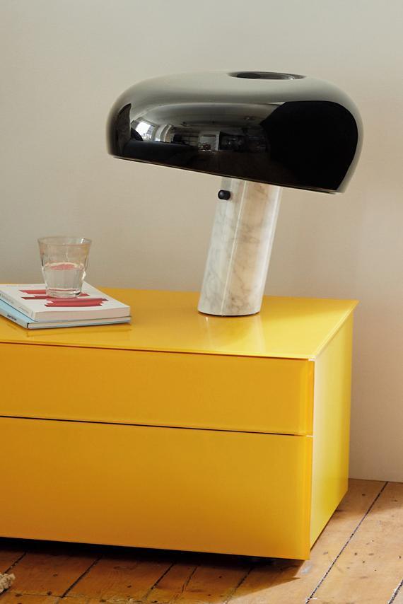Nucleus Table Lamp, Glazed Metal Shade, Carrara Marble Base, E27