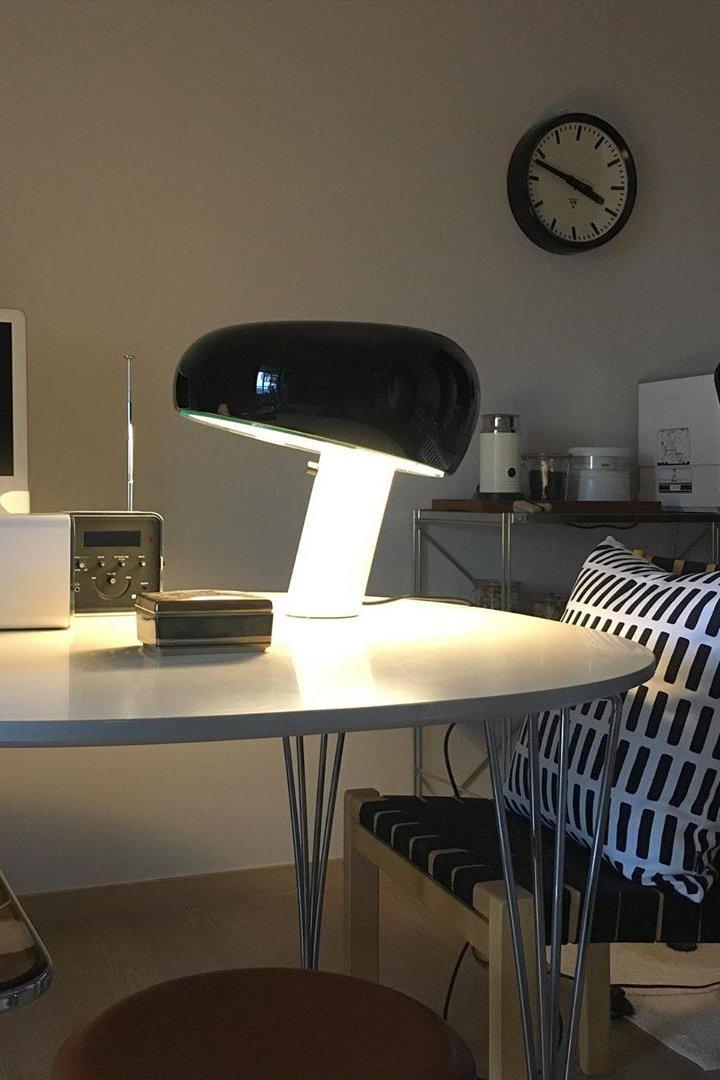 Nucleus Table Lamp, Glazed Metal Shade, Carrara Marble Base, E27