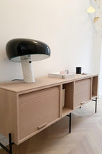 Nucleus Table Lamp, Glazed Metal Shade, Carrara Marble Base, E27