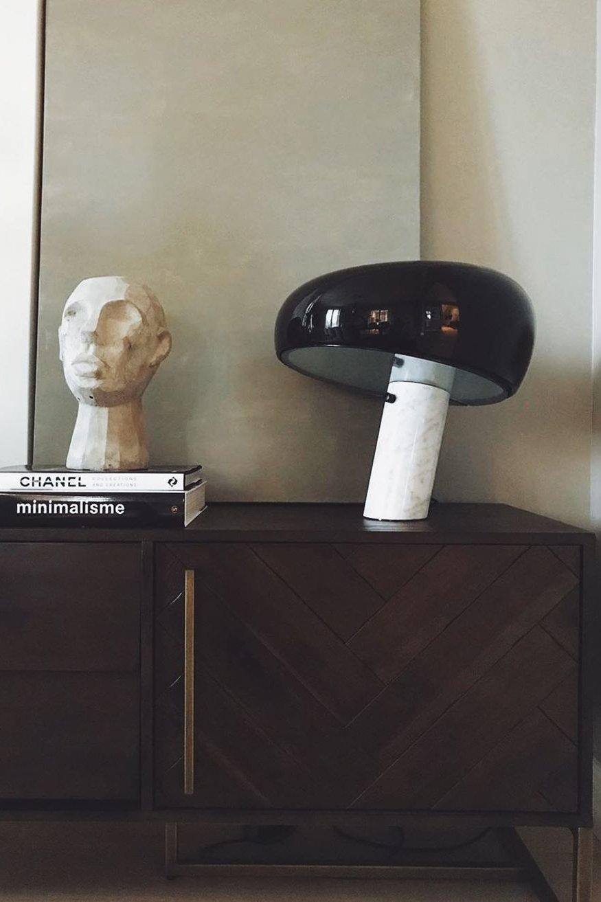 Nucleus Table Lamp, Glazed Metal Shade, Carrara Marble Base, E27