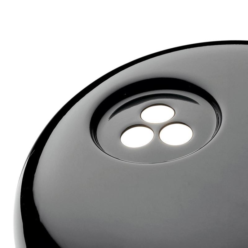 Marble base lamp with a black glazed metal shade