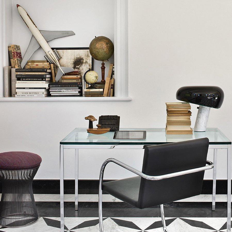 Carrara marble table lamp on a styled surface